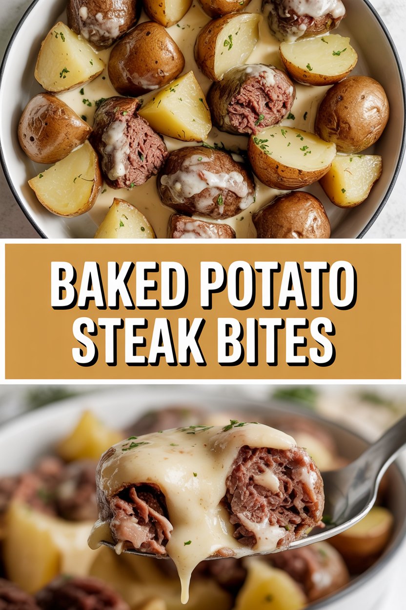 Baked Potato Steak Bites
