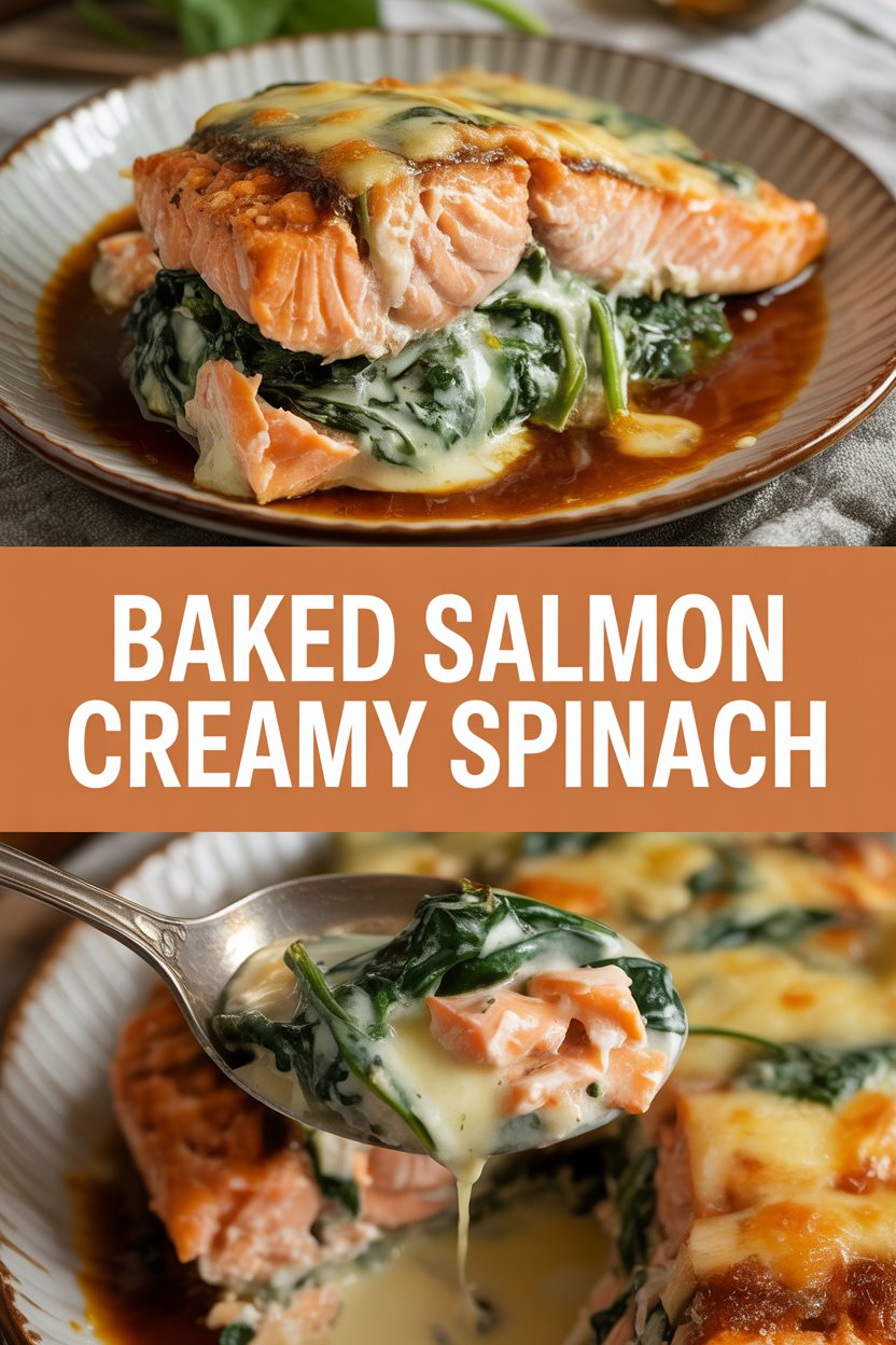 Baked Salmon Creamy Spinach