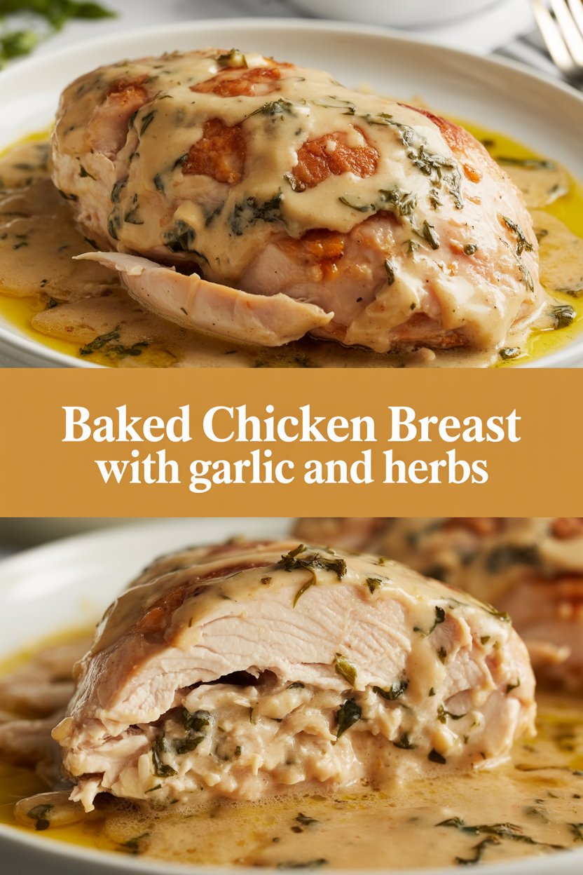 Baked chicken breast with garlic and herbs