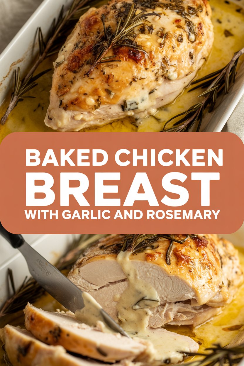 Baked chicken breast with garlic and rosemary