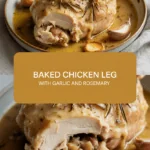 Baked chicken leg with garlic and rosemary