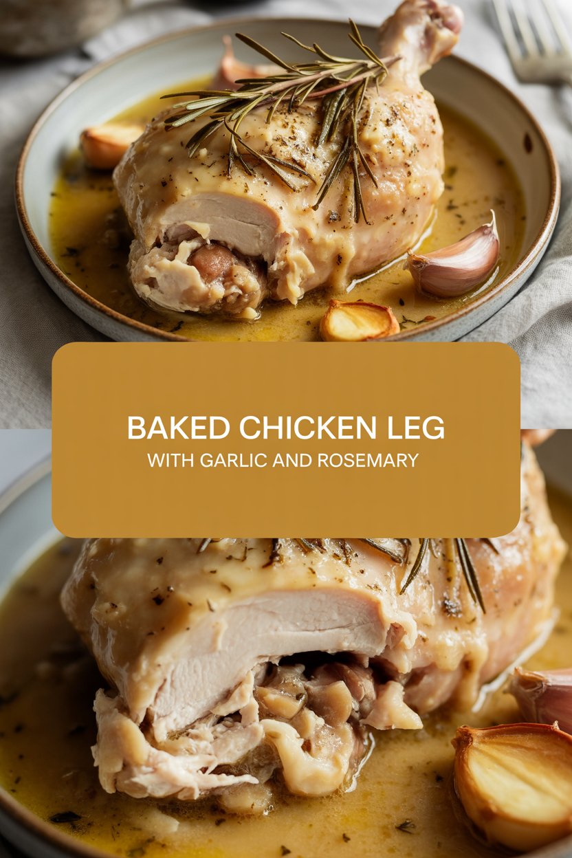 Baked chicken leg with garlic and rosemary