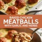 Baked chicken meatballs with garlic and herbs