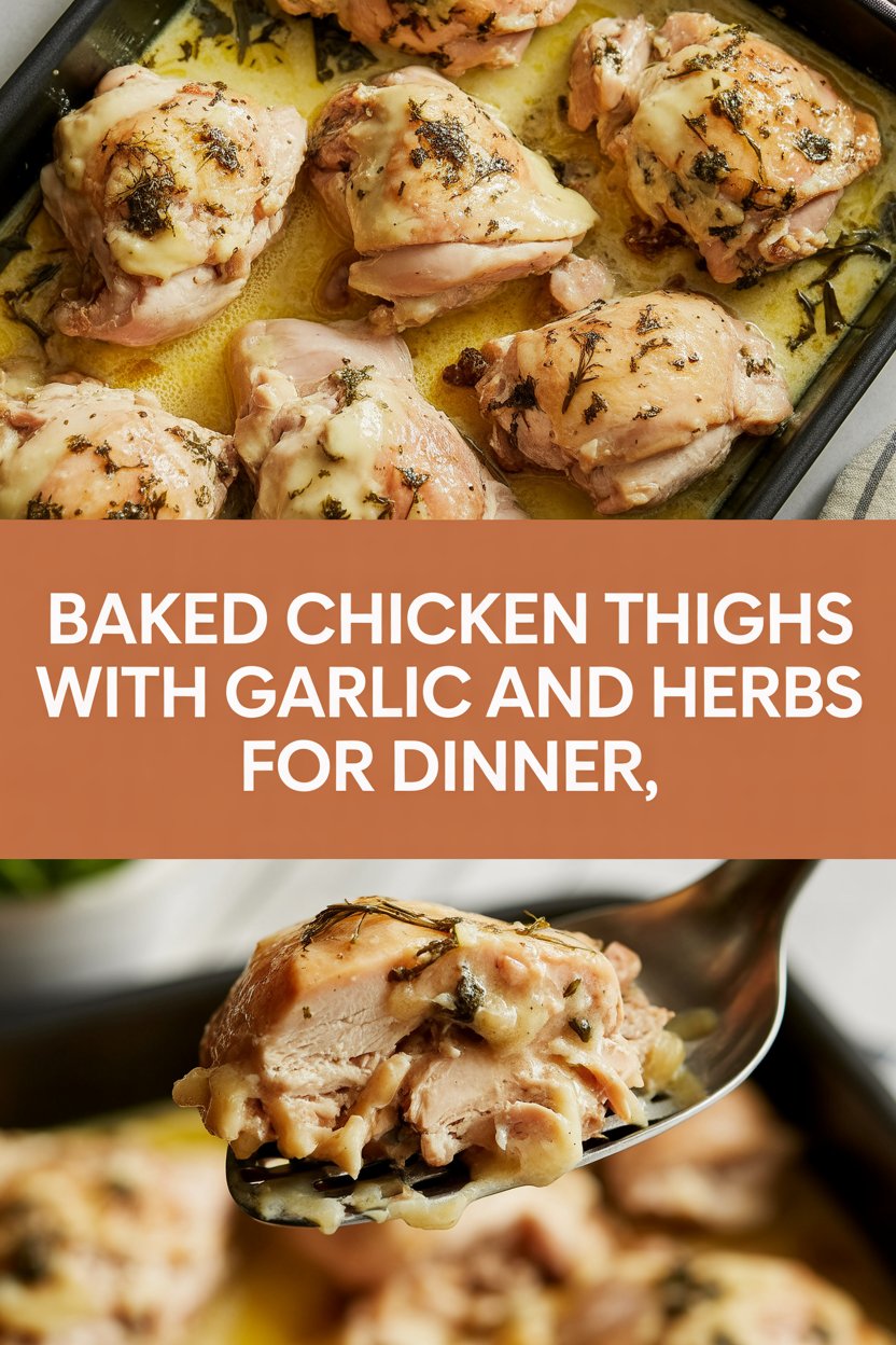 Baked chicken thighs with garlic and herbs for dinner