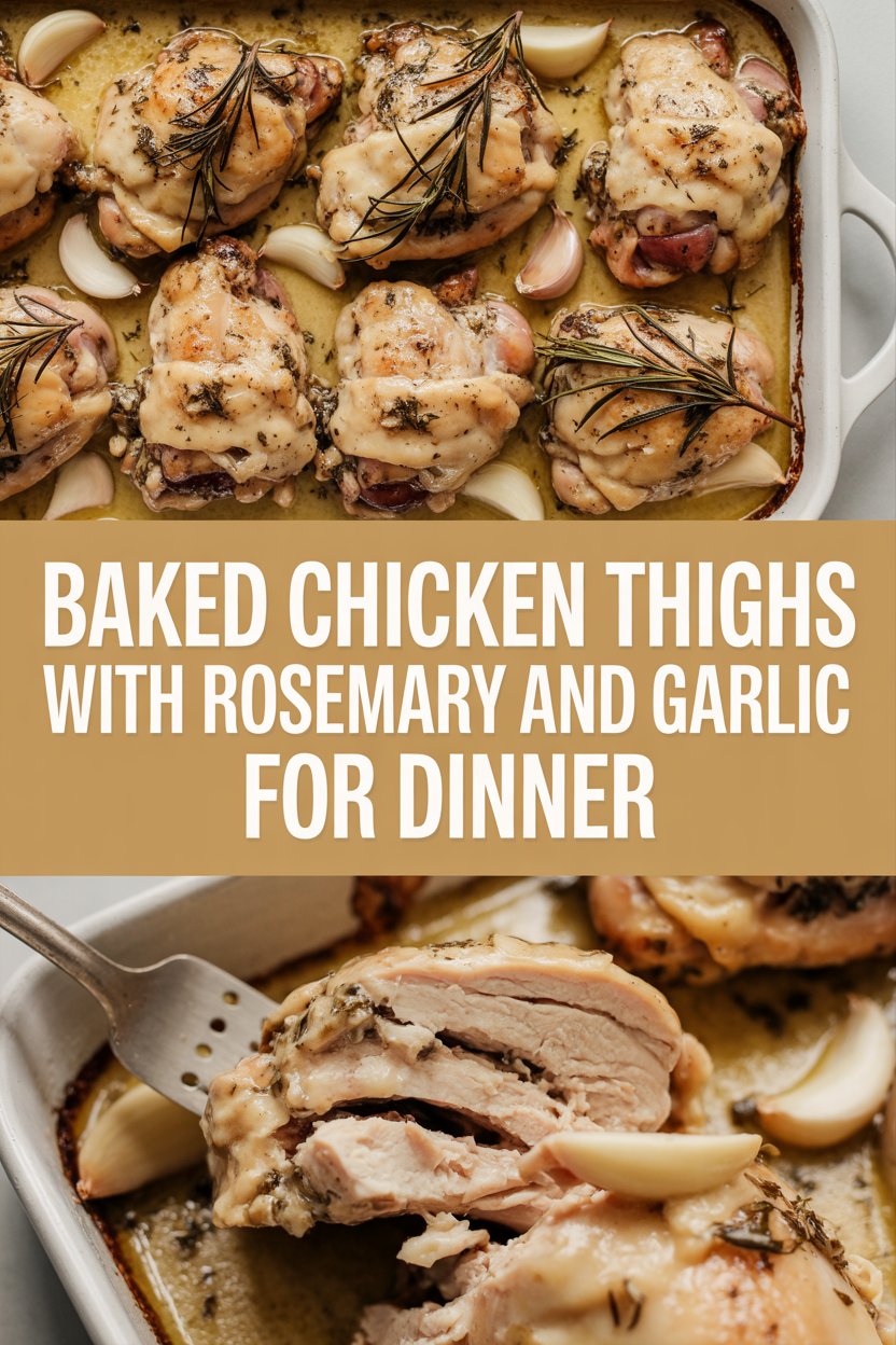 Baked chicken thighs with rosemary and garlic for dinner
