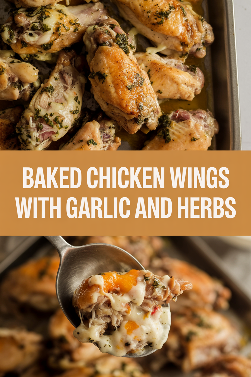 Baked chicken wings with garlic and herbs