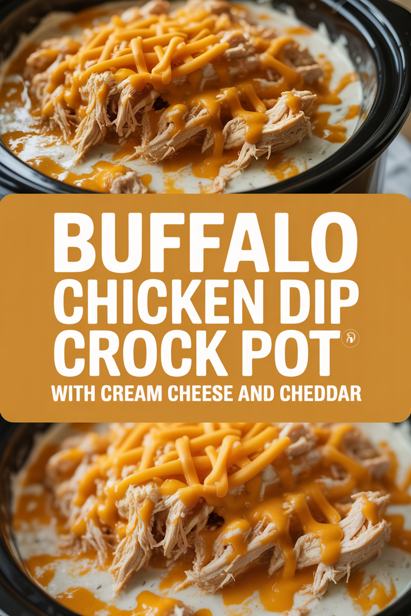 Buffalo Chicken Dip Crock Pot with Cream Cheese and Cheddar