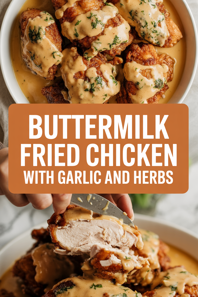 Buttermilk fried chicken with garlic and herbs