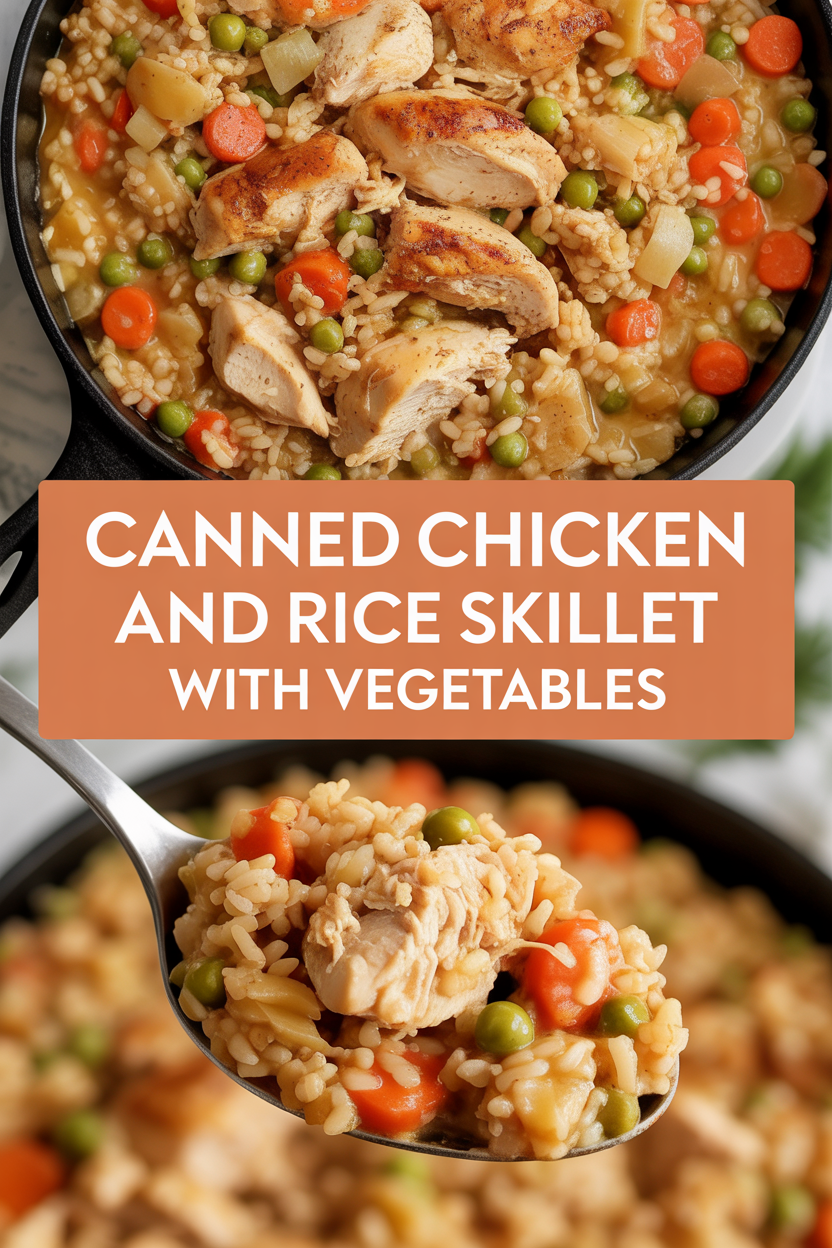 Canned chicken and rice skillet with vegetables