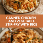 Canned chicken and vegetable stir-fry with rice