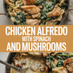 Chicken Alfredo with Spinach and Mushrooms