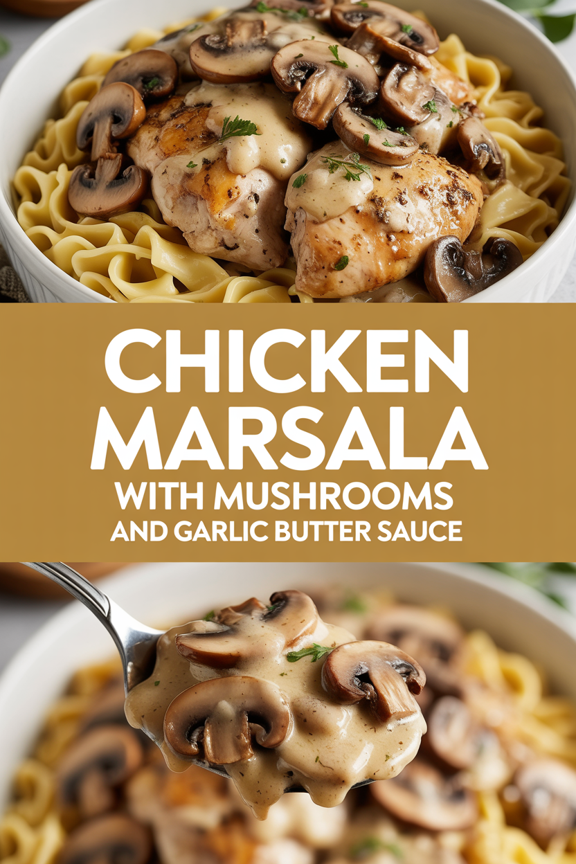 Chicken Marsala with Mushrooms and Garlic Butter Sauce