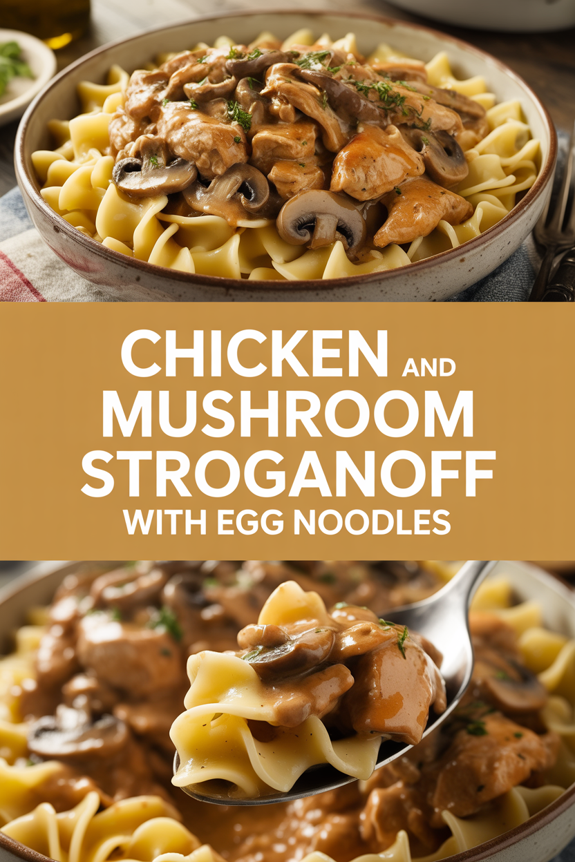 Chicken and Mushroom Stroganoff with Egg Noodles