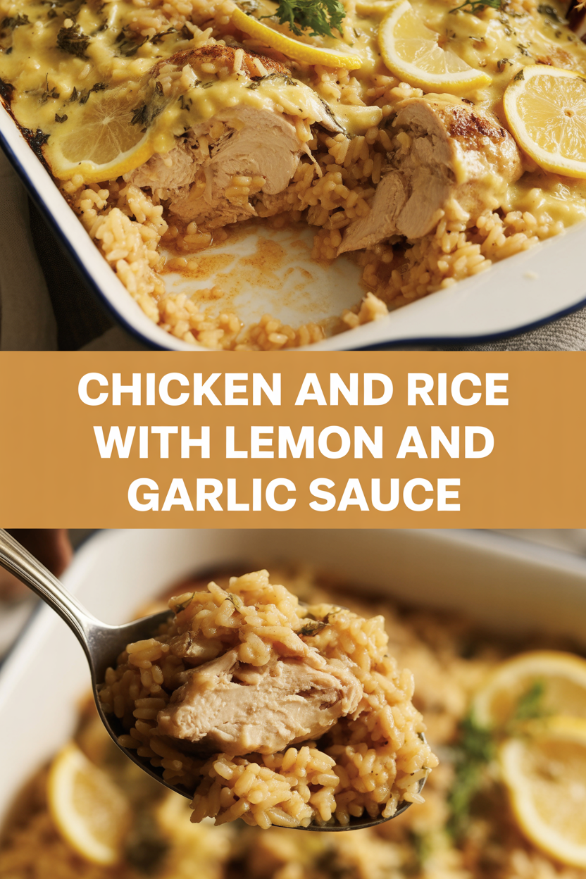 Chicken and Rice with Lemon and Garlic Sauce