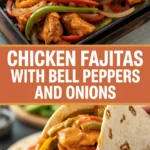 Chicken fajitas with bell peppers and onions