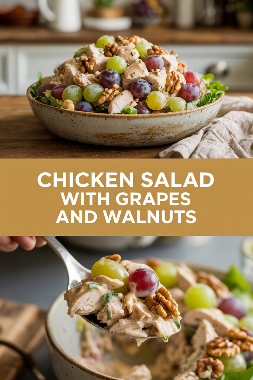 Chicken salad with grapes and walnuts
