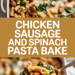 Chicken sausage and spinach pasta bake