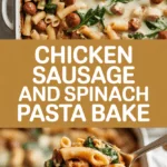Chicken sausage and spinach pasta bake Chicken sausage and spinach pasta bake