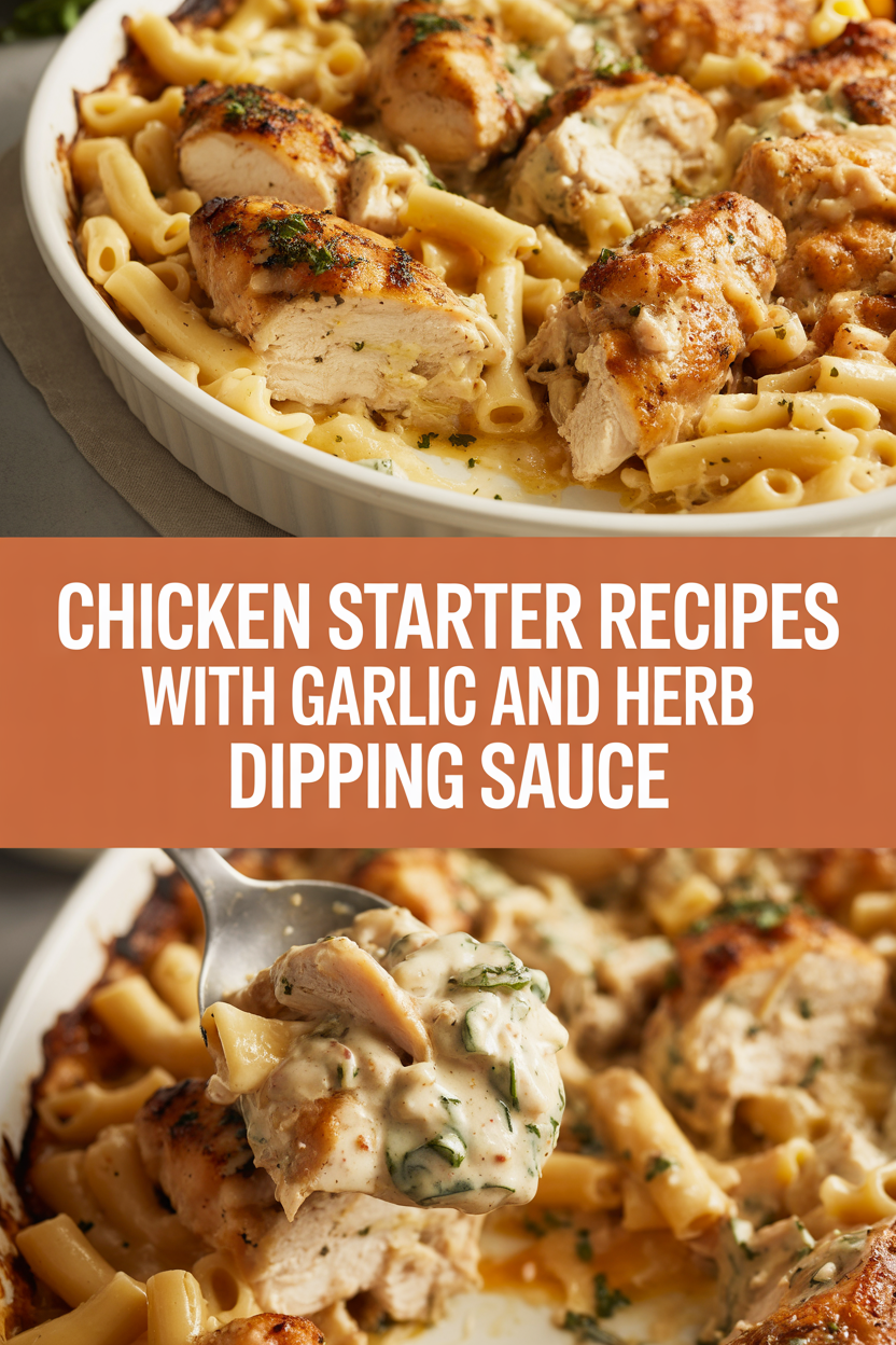 Chicken starter recipes with garlic and herb dipping sauce