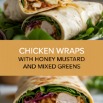 Chicken wraps with honey mustard and mixed greens Chicken wraps with honey mustard and mixed greens
