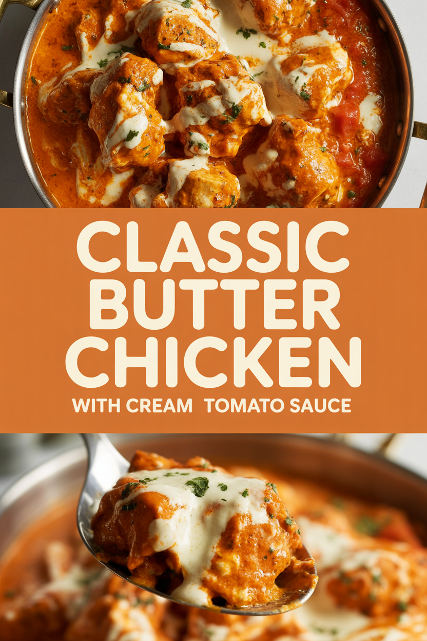 Classic butter chicken with cream and tomato sauce
