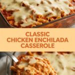 Classic chicken enchilada casserole with red sauce