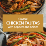 Classic chicken fajitas with peppers and onions