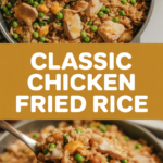 Classic chicken fried rice with eggs and peas