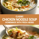 Classic chicken noodle soup homemade with fresh herbs Classic chicken noodle soup homemade with fresh herbs