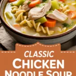 Classic chicken noodle soup homemade with fresh vegetables Classic chicken noodle soup homemade with fresh vegetables