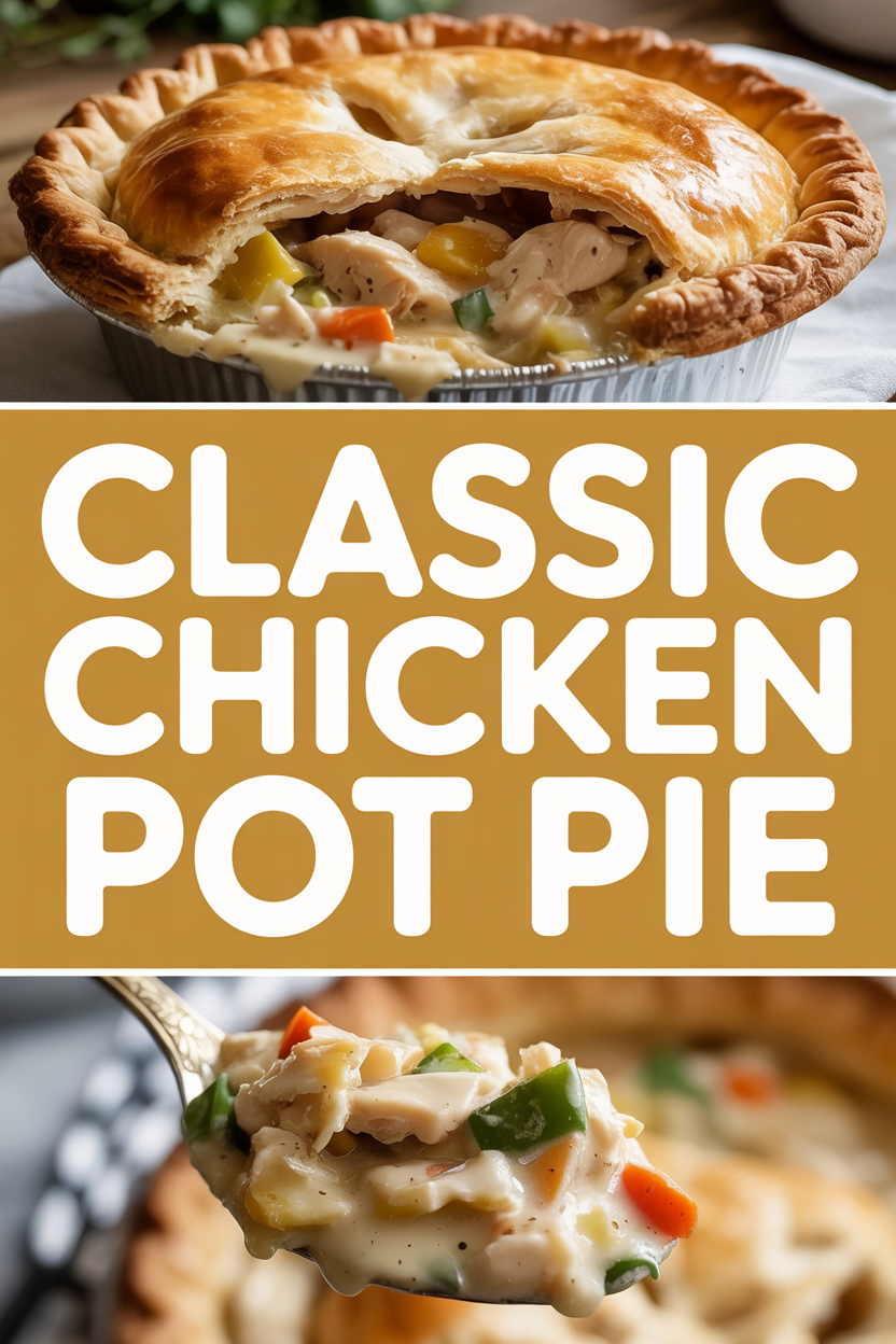 Classic chicken pot pie with flaky crust