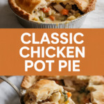 Classic chicken pot pie with flaky pie crust