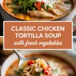 Classic chicken tortilla soup with fresh vegetables Classic chicken tortilla soup with fresh vegetables