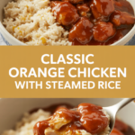 Classic orange chicken with steamed rice