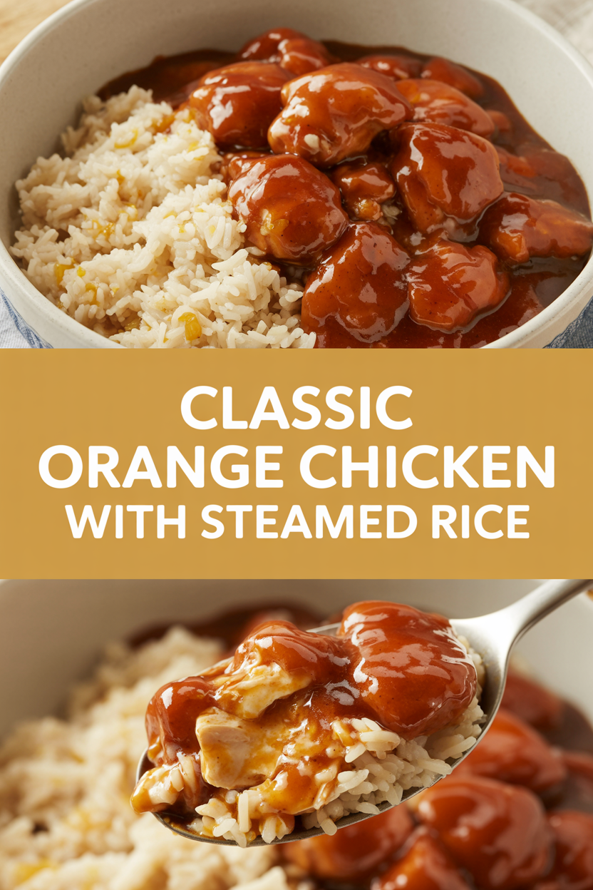 Classic orange chicken with steamed rice