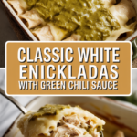 Classic white chicken enchiladas with green chili sauce