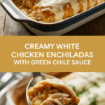 Creamy White Chicken Enchiladas with Green Chile Sauce