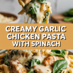 Creamy garlic chicken pasta with spinach Creamy garlic chicken pasta with spinach