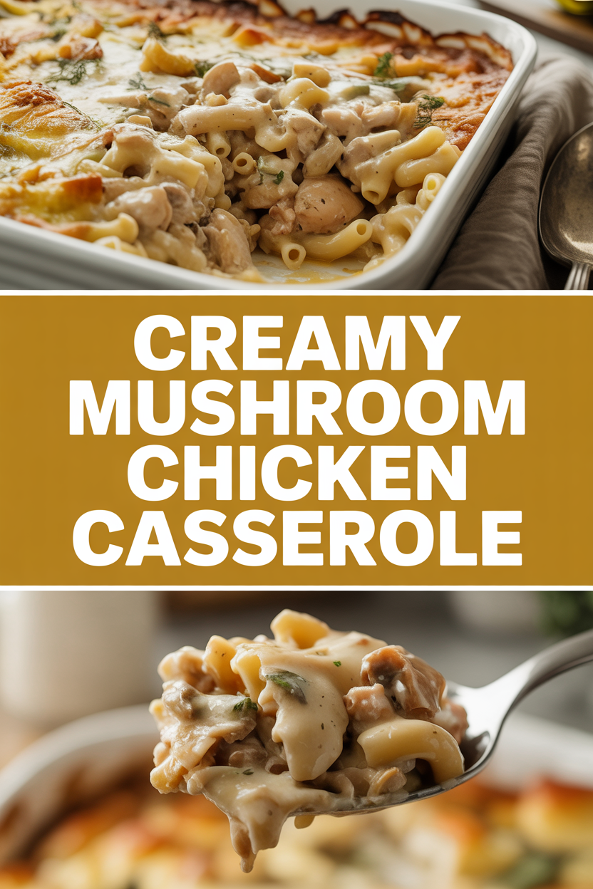 Creamy mushroom chicken casserole with herbs