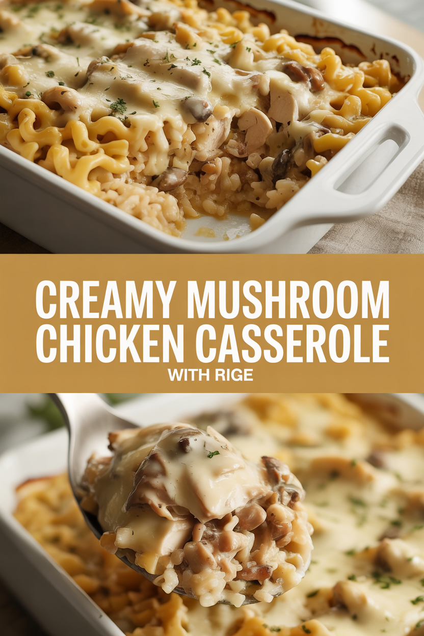 Creamy mushroom chicken casserole with rice