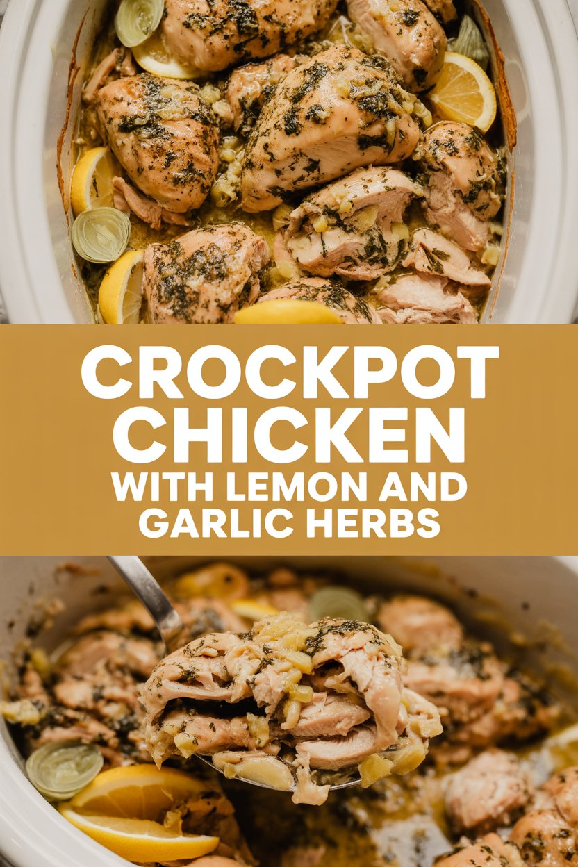 Crockpot chicken with lemon and garlic herbs