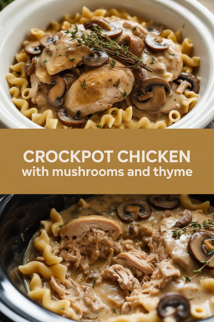 Crockpot chicken with mushrooms and thyme