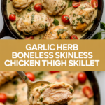 Garlic herb boneless skinless chicken thigh skillet