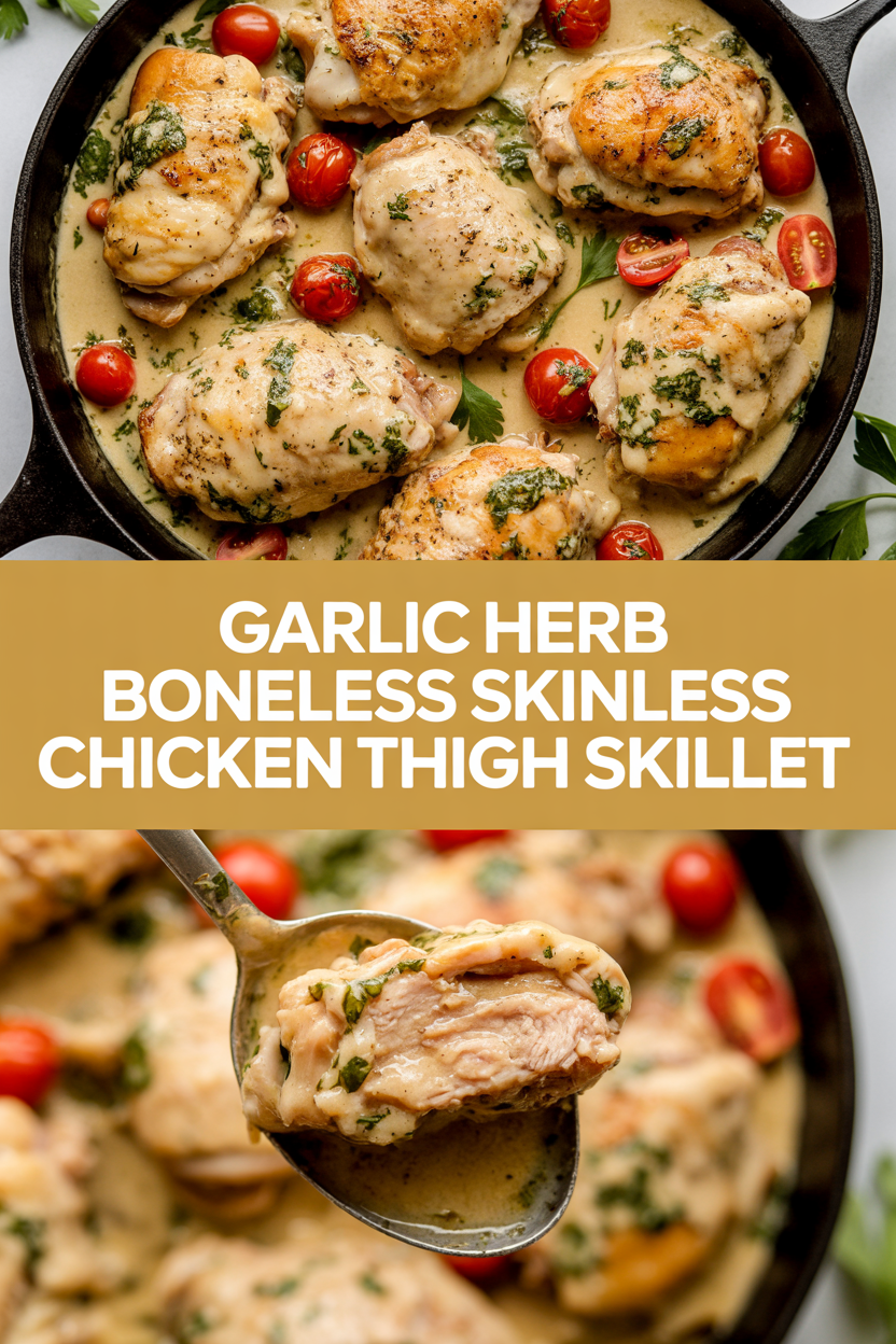 Garlic herb boneless skinless chicken thigh skillet