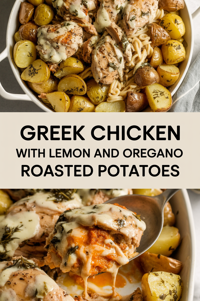 Greek chicken with lemon and oregano roasted potatoes