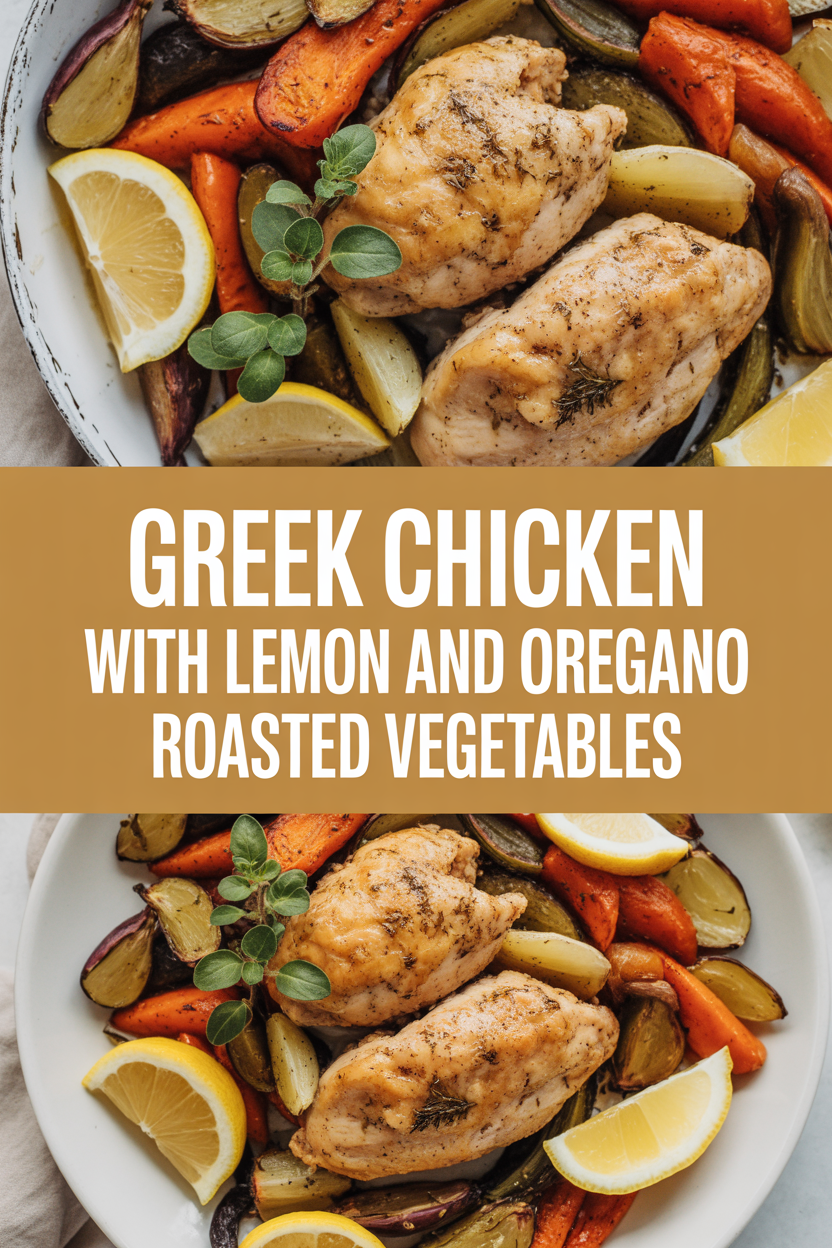 Greek chicken with lemon and oregano roasted vegetables
