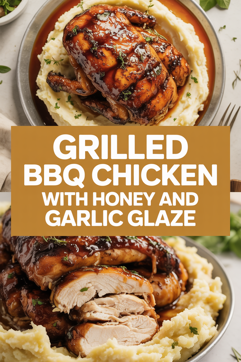 Grilled BBQ chicken with honey and garlic glaze