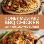 Honey mustard BBQ chicken with grilled vegetables