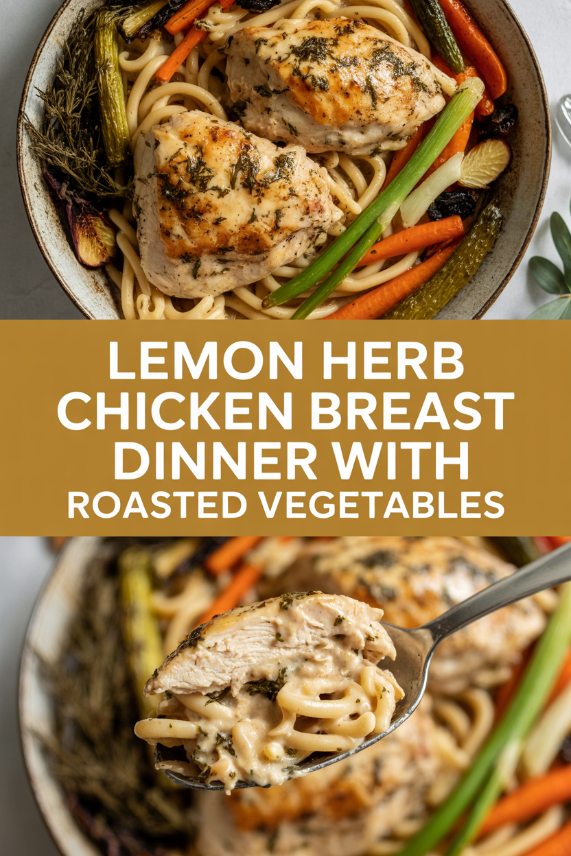 Lemon Herb Chicken Breast Dinner with Roasted Vegetables