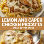 Lemon and caper chicken piccata with garlic butter sauce